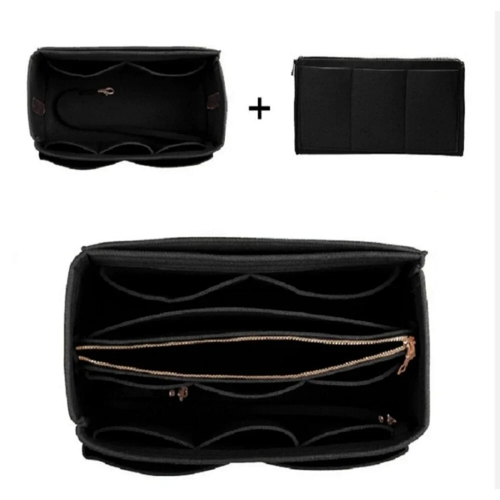 NEW Black Medium Size Felt Purse Organizer